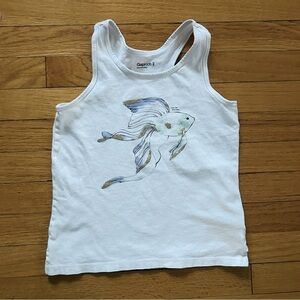 GAP kids girls size 8 years white tank top with “you’re golden” fish